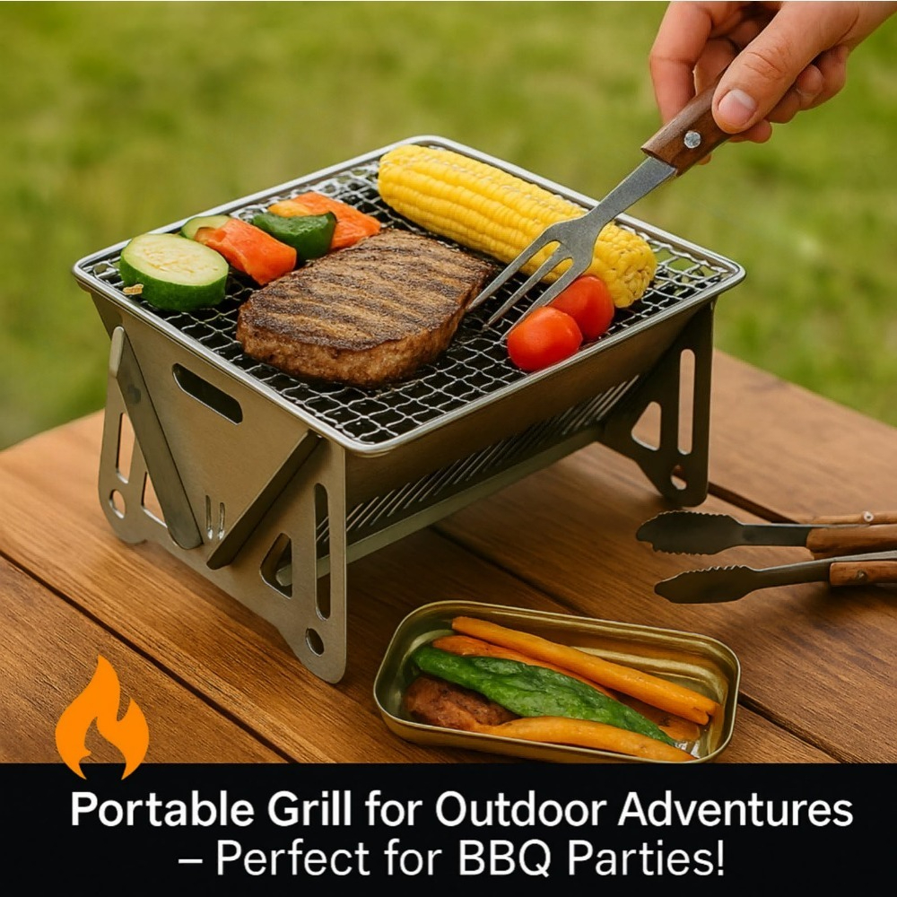 Korean Bbq Grill - Portable Charcoal BBQ Grill Foldable Compact